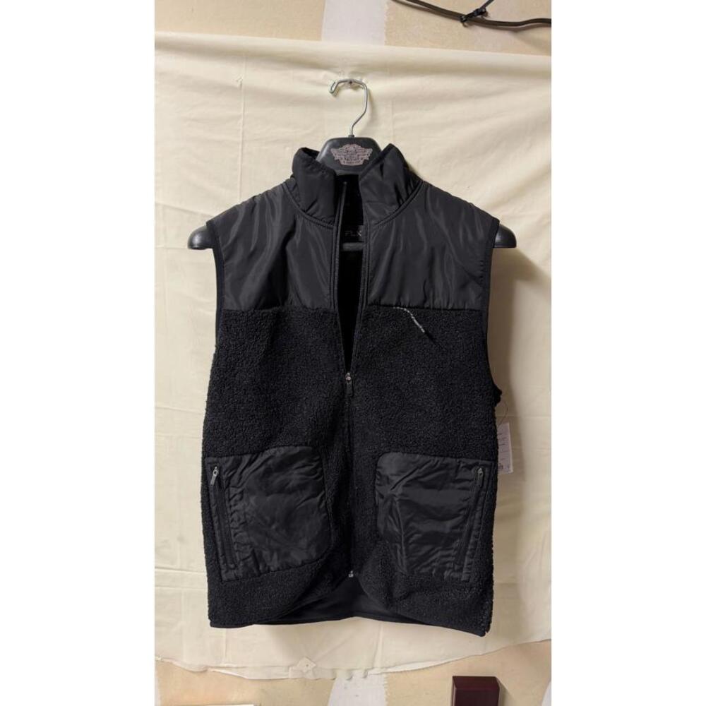 FLX Sherpa Fleece Vest Black‎ Size S New With Tags Zip Pockets Warm